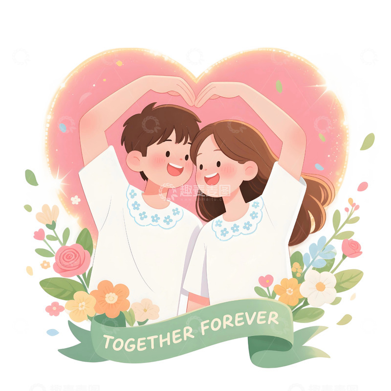 高清大图下载【趣麦麦图】浪漫情侣主题插画18
