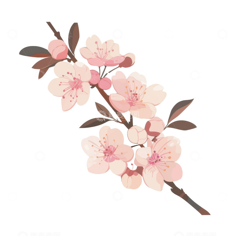 高清大图下载【趣麦麦图】卡通简约一只桃花