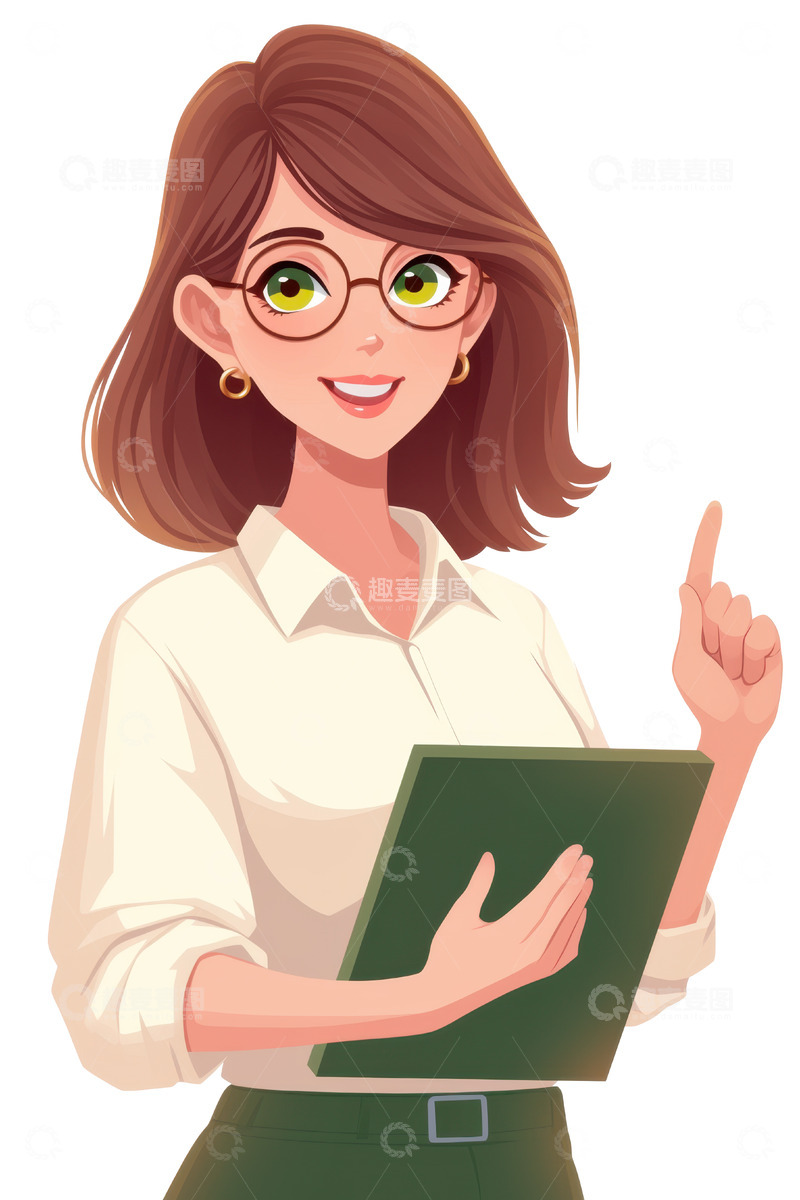 高清大图下载【趣麦麦图】手绘一位女教师