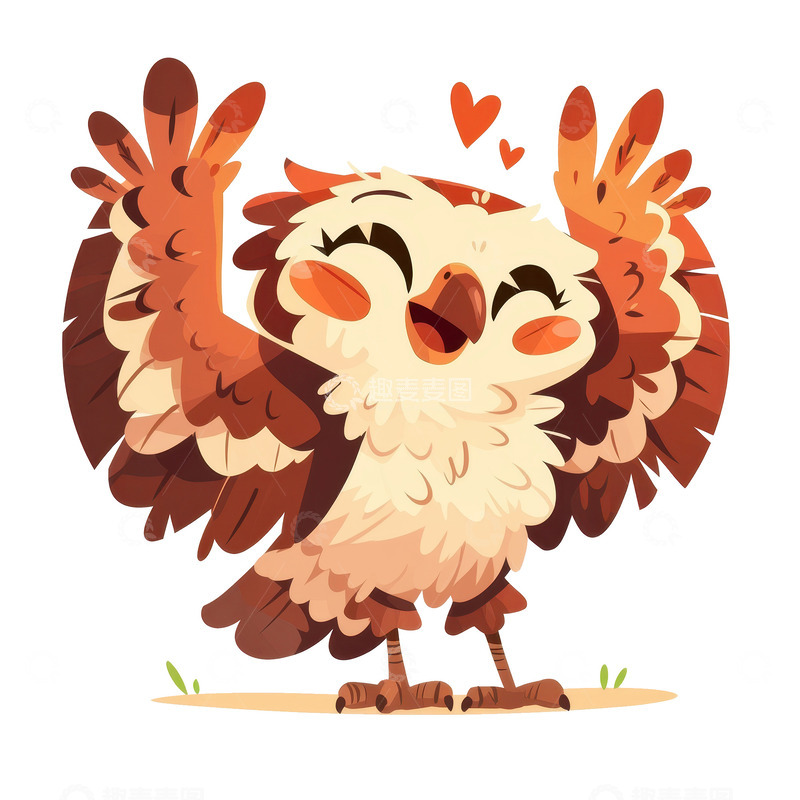 高清大图下载【趣麦麦图】手绘简约开心的猫头鹰
