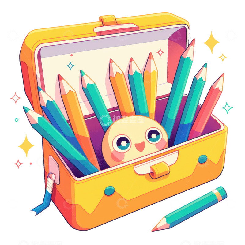 高清大图下载【趣麦麦图】卡通简约手绘铅笔盒