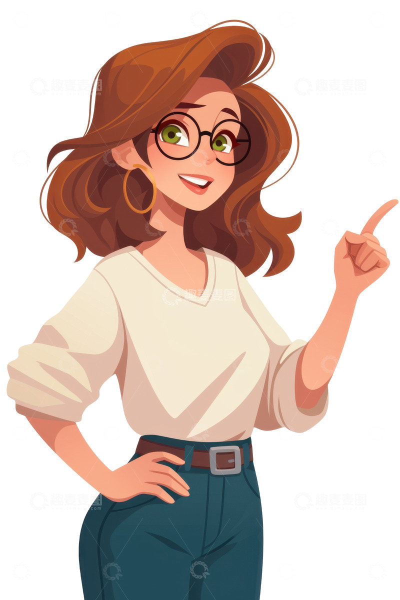 高清大图下载【趣麦麦图】卡通简约带着眼镜的教师