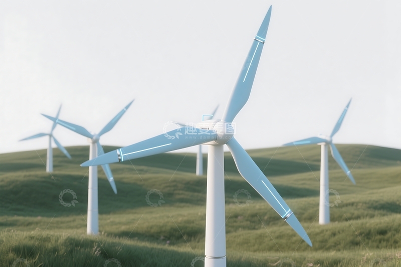高清大图下载【趣麦麦图】三维渲染的新能源风力发电元素 (3)