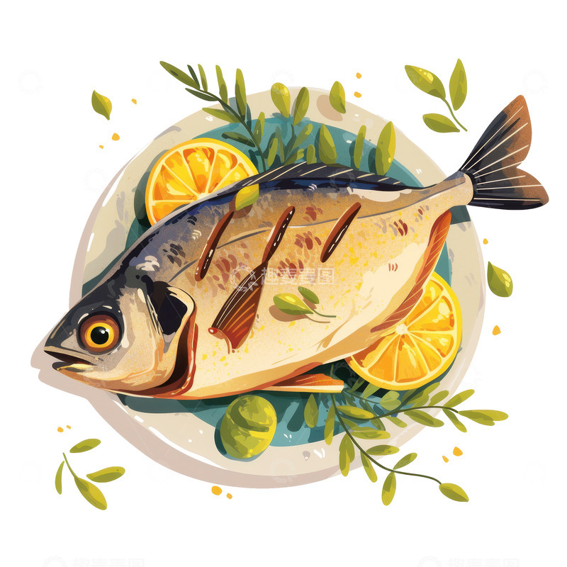 高清大图下载【趣麦麦图】美味的香煎烤鱼1