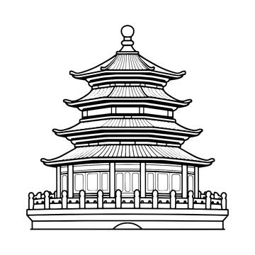 角楼建筑线稿元素