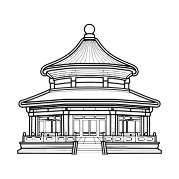 黑白建筑塔楼线稿