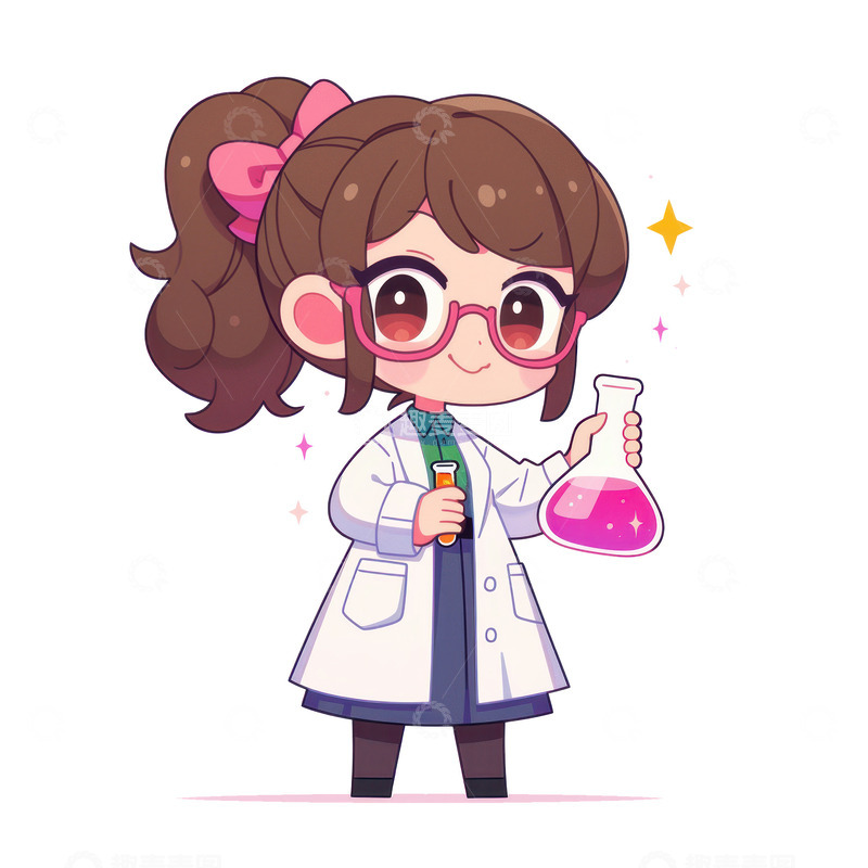 高清大图下载【趣麦麦图】卡通简约拿着药剂的实验员