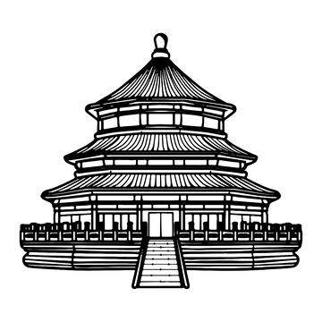 宝塔建筑线稿元素