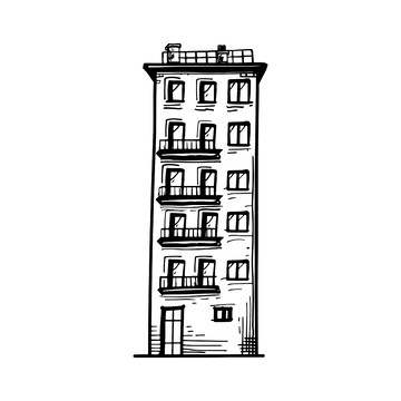 房屋高楼建筑线稿