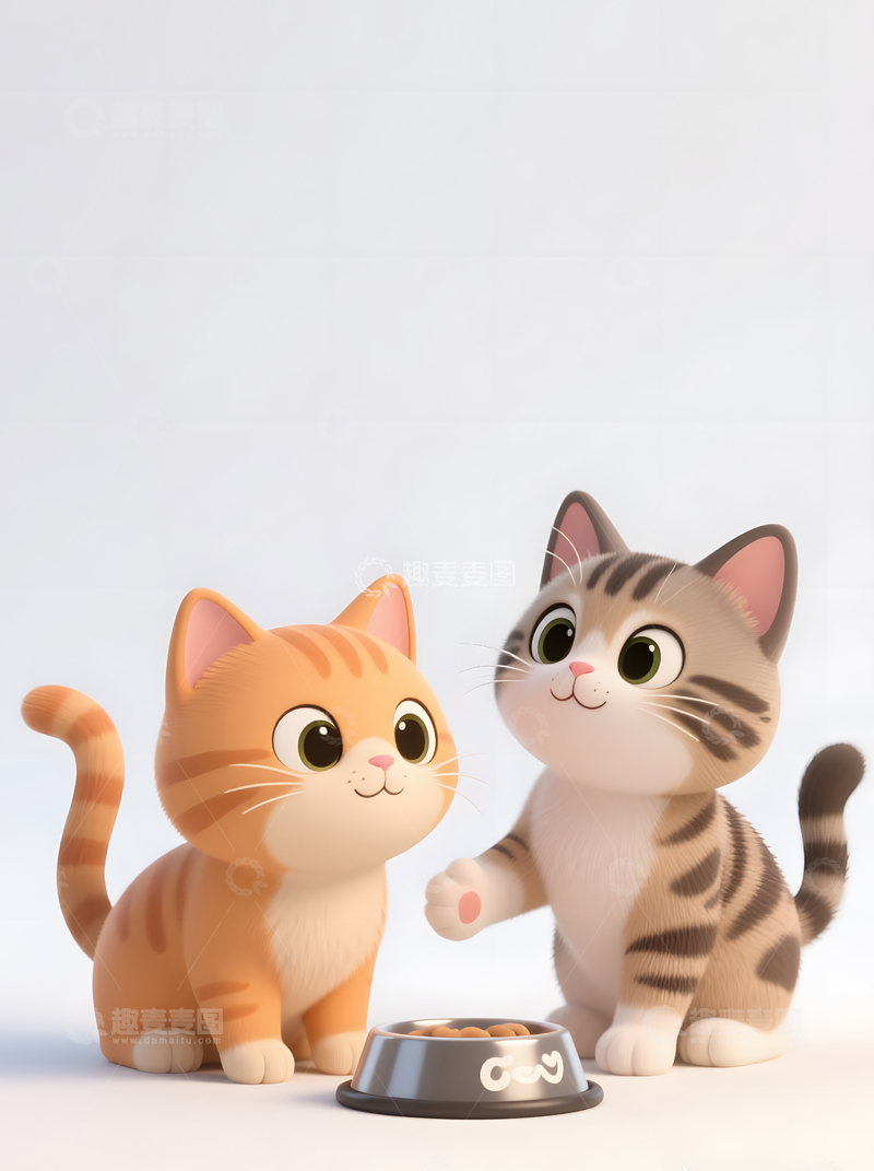 高清大图下载【趣麦麦图】卡通猫咪玩耍