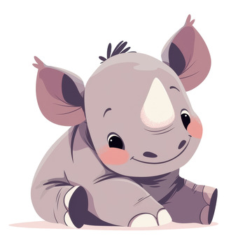 卡通简约可爱的小犀牛