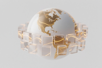三维渲染透明小方块围着地球 (1)