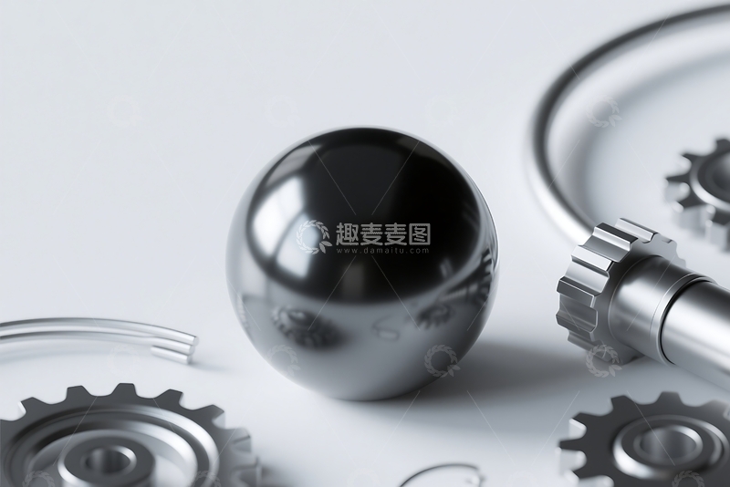 高清大图下载【趣麦麦图】三维渲染，黑色金属球 (4) (1)