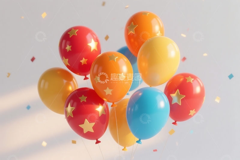 高清大图下载【趣麦麦图】三维渲染节日气球插画 (2)