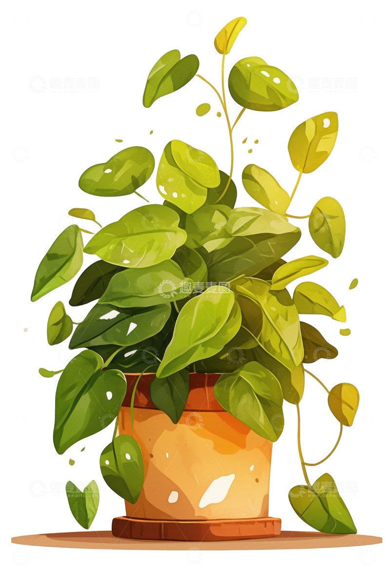 高清大图下载【趣麦麦图】卡通简约一盆绿植1
