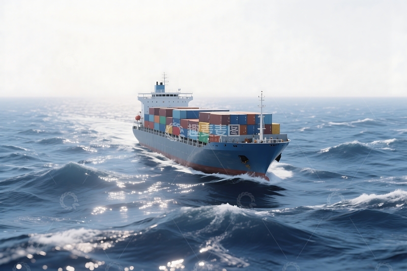 高清大图下载【趣麦麦图】三维渲染的货船航行在海洋 (2)