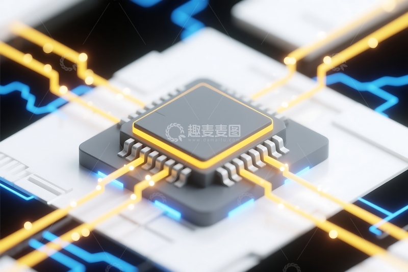 高清大图下载【趣麦麦图】三维科技渲染的电子芯片科技 (3)
