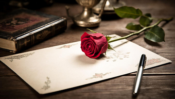 复古玫瑰与信笺概念背景