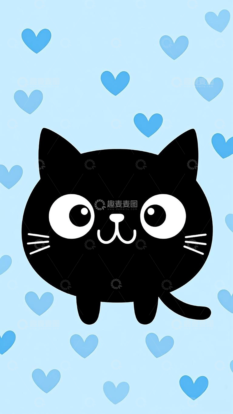 高清大图下载【趣麦麦图】爱色爱心大头猫手机壁纸
