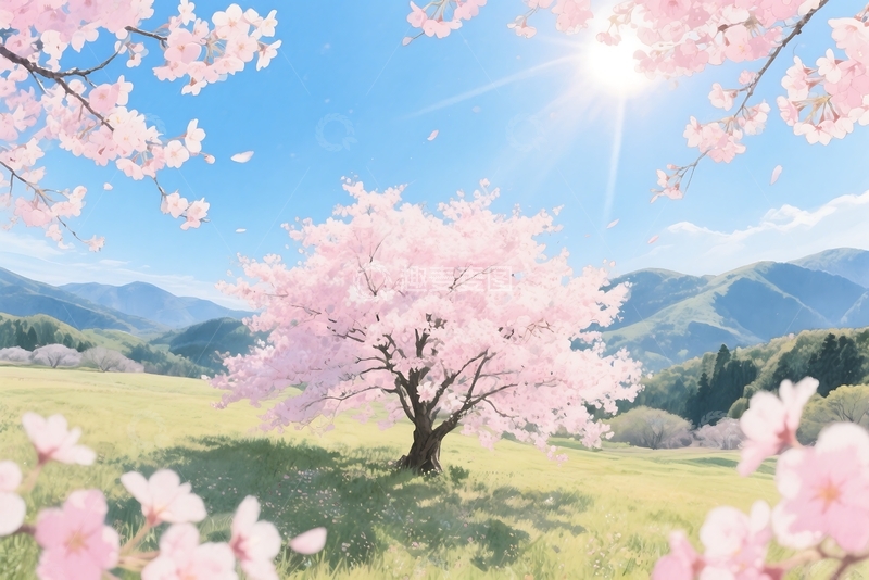 高清大图下载【趣麦麦图】春夏秋冬四季水彩插画系列视图 (4)