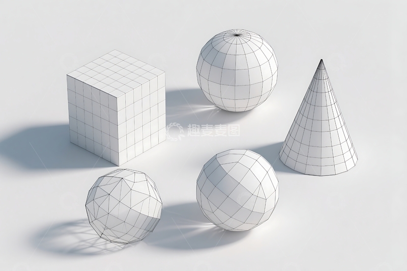 高清大图下载【趣麦麦图】三维网格的线框形状透视网格 (3)