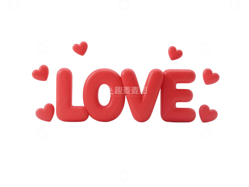 高清大图下载【趣麦麦图】立体粉色 &ldquo;LOVE&rdquo; 字母视觉元素