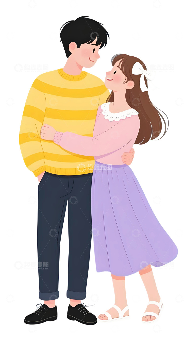 高清大图下载【趣麦麦图】浪漫情侣主题插画812