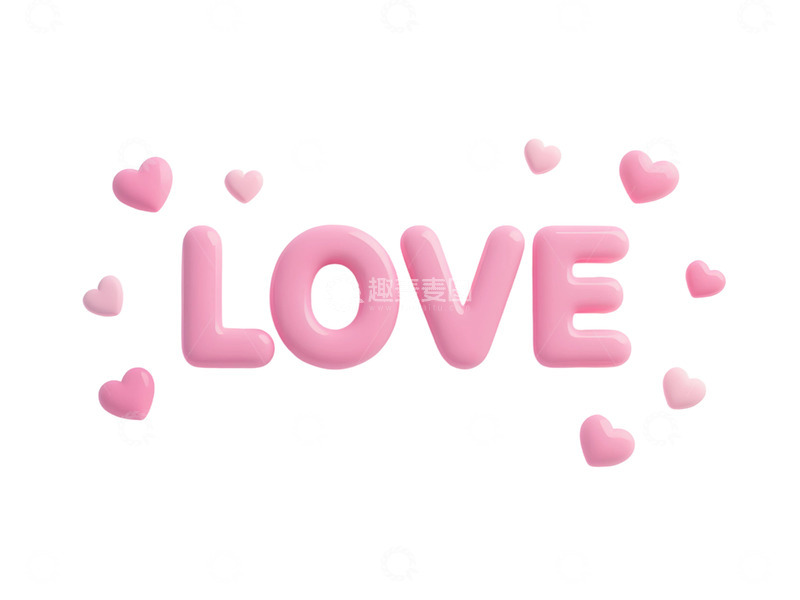 高清大图下载【趣麦麦图】立体粉色 &ldquo;LOVE&rdquo; 字母视觉元素14