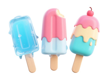 免抠3D 冻结冰淇淋冰棒甜点 (1)