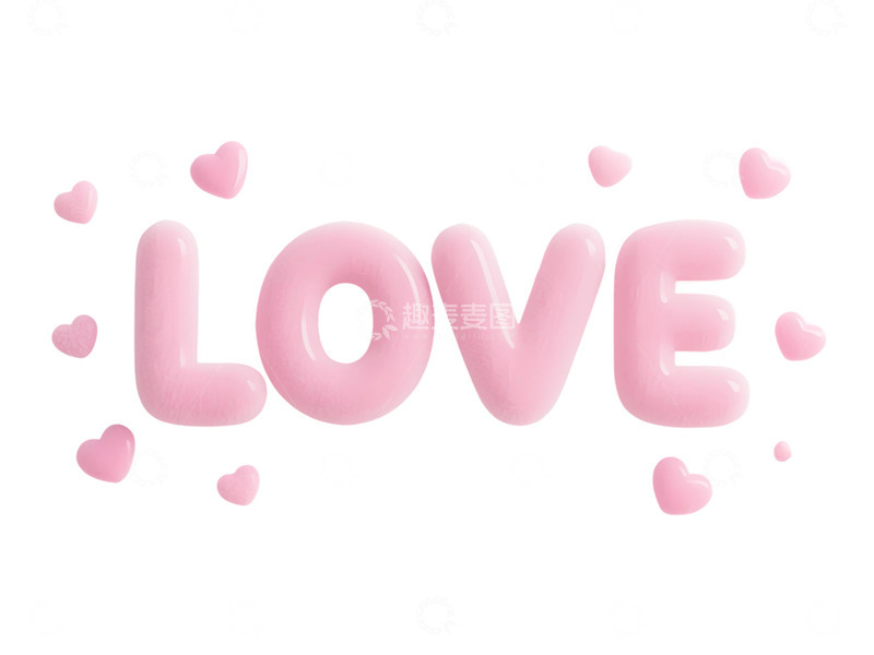 高清大图下载【趣麦麦图】立体粉色 &ldquo;LOVE&rdquo; 字母视觉元素12