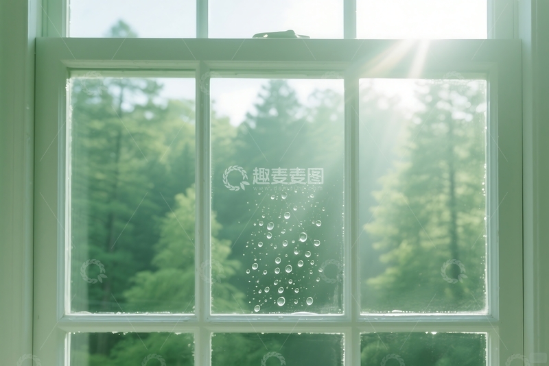 高清大图下载【趣麦麦图】窗户玻璃上的水珠 (2)