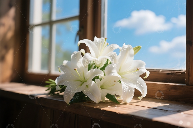 高清大图下载【趣麦麦图】窗边的百合花 (4)
