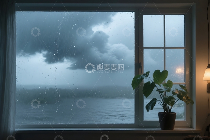 高清大图下载【趣麦麦图】雨点落在窗户玻璃上 (3)