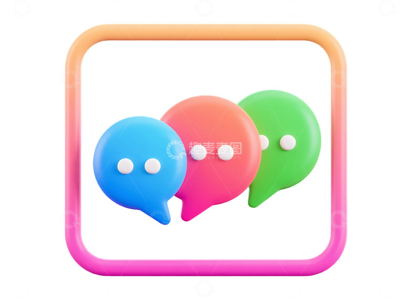 高清大图下载【趣麦麦图】免抠3D 彩色气泡聊天通信图标 (4)