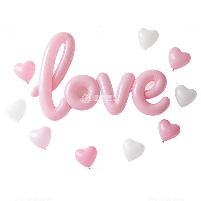 高清大图下载【趣麦麦图】立体粉色 &ldquo;LOVE&rdquo; 字母视觉元素13