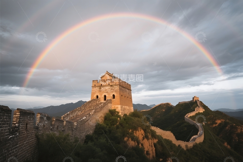 高清大图下载【趣麦麦图】长城正北彩虹 (2)