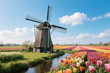 春季背景的荷兰风景与 (3)