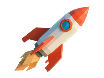 免抠3D低聚火箭。 (3)