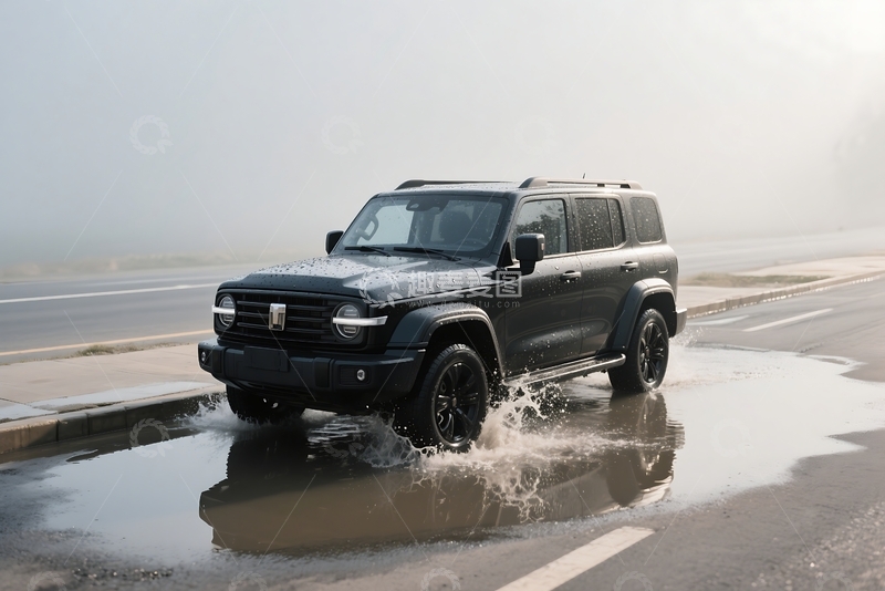 高清大图下载【趣麦麦图】车停在水坑里 (2)