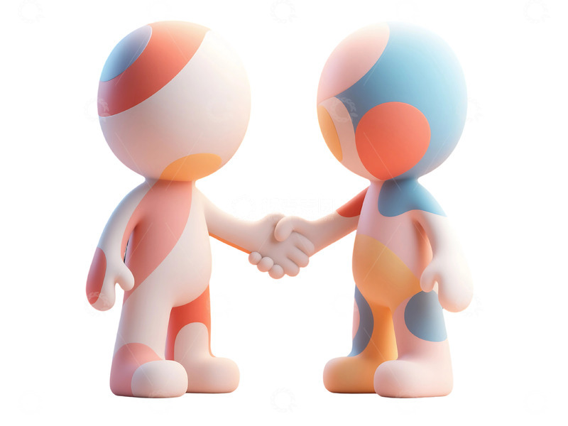 高清大图下载【趣麦麦图】免抠抽象小人握手 (3)