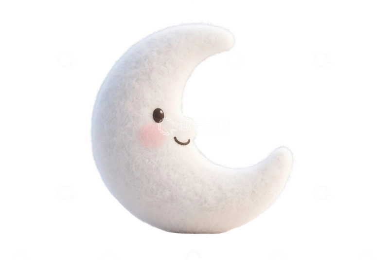 高清大图下载【趣麦麦图】免抠3D卡通毛毡弯弯的月亮元素 (4)