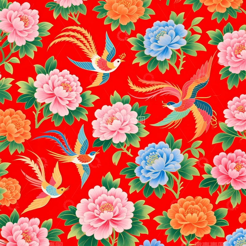 高清大图下载【趣麦麦图】东北大花袄怀旧被褥图案