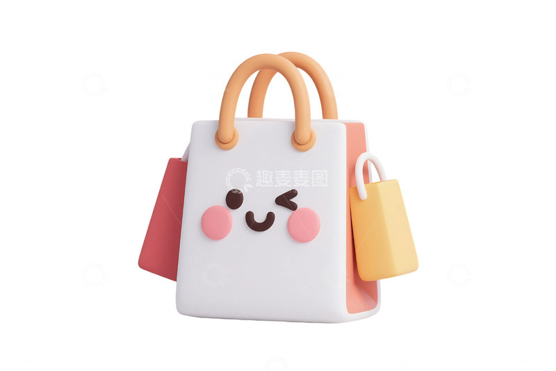 高清大图下载【趣麦麦图】免抠可爱表情购物袋包装袋元素 (1)