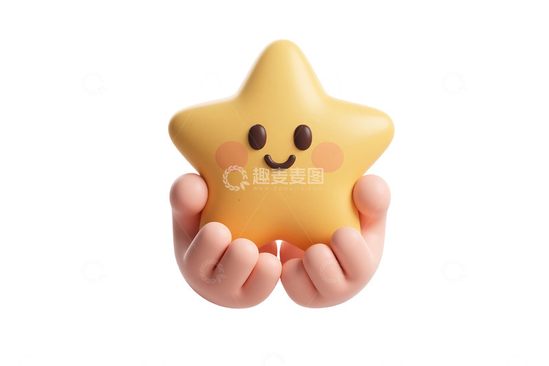 高清大图下载【趣麦麦图】免抠渲染卡通手捧星星 (4)