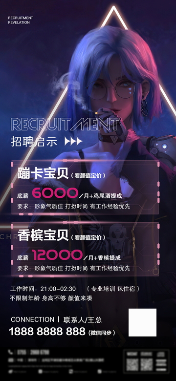 夜店招聘海报123