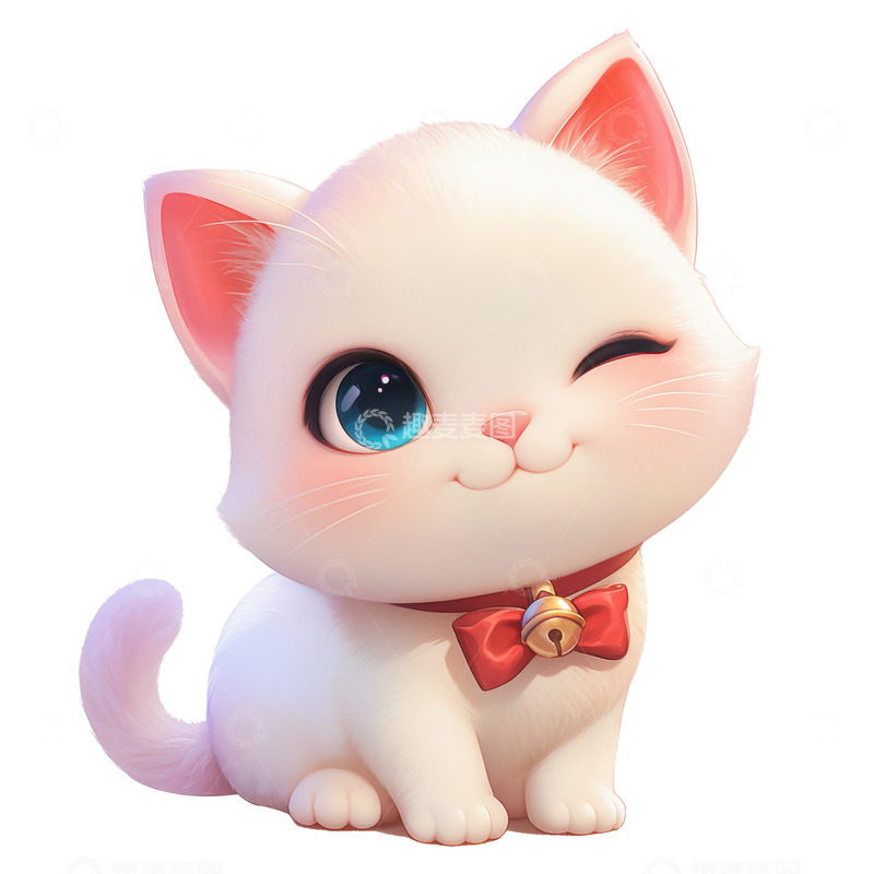 高清大图下载【趣麦麦图】卡通简约一只可爱的小白猫
