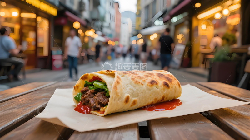 高清大图下载【趣麦麦图】街头美食地方小吃卷饼美味老北京鸡肉卷