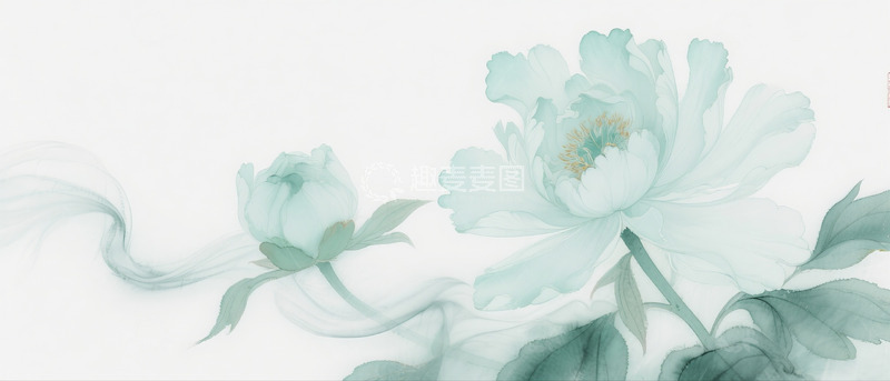 高清大图下载【趣麦麦图】绿色梦幻牡丹背景4