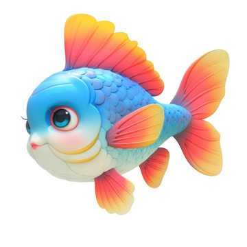 卡通简约一只立体的鱼