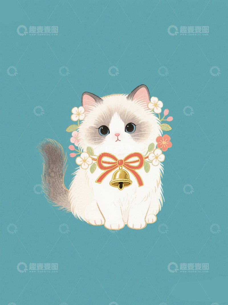 高清大图下载【趣麦麦图】带着花圈的布偶猫